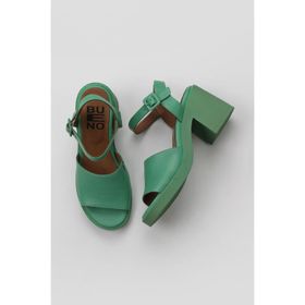 Bueno Shoes 01WY12502 Yeşil Koyu Deri Topuklu Kadın Sandalet