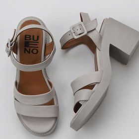 Bueno Shoes 01WY12506 Ekru Deri Kadın Topuklu Sandalet