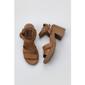 Bueno Shoes 01WY12506 Taba Deri Topuklu Kadın Sandalet
