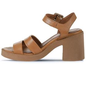 Bueno Shoes 01WY12506 Taba Deri Topuklu Kadın Sandalet
