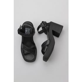 Bueno Shoes 01WY12704 Siyah Turuncu Deri Kadın Dolgu Topuklu Ayakkabı