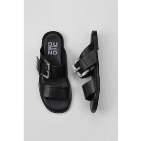 Bueno Shoes 01WY2001 Siyah Deri Kadın Düz Terlik