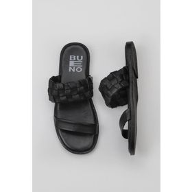 Bueno Shoes 01WY2006 Siyah Deri Kadın Düz Terlik