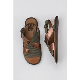 Bueno Shoes 01WY2012 Haki Taba Deri Kadın Sandalet