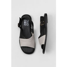 Bueno Shoes 01WY2015 Ekru Siyah Deri Kadın Sandalet