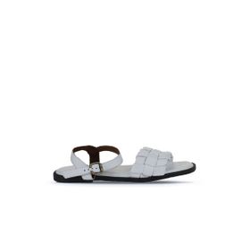 Bueno Shoes 01WY2024 Beyaz Deri Kadın Düz Sandalet