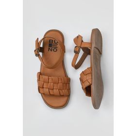 Bueno Shoes 01WY2024 Taba Deri Kadın Düz Sandalet