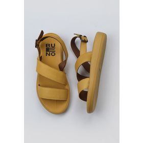 Bueno Shoes 01WY2300 Sarı Deri Kadın Düz Sandalet