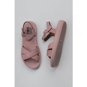 Bueno Shoes 01WY2301 Gül Kurusu Deri Kadın Düz Sandalet
