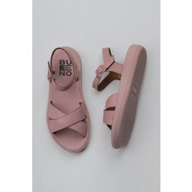 Bueno Shoes 01WY2301 Gül Kurusu Deri Kadın Düz Sandalet