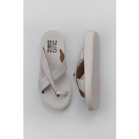 Bueno Shoes 01WY2308 Beyaz Kırık Deri Kadın Parmak Arası Terlik