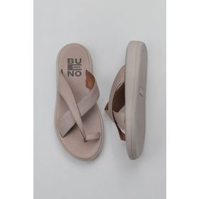 Bueno Shoes 01WY2308 Gri Deri Kadın Parmak Arası Terlik