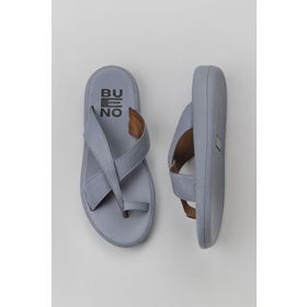 Bueno Shoes 01WY2308 Mavi Deri Kadın Parmak Arası Terlik
