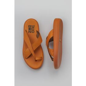 Bueno Shoes 01WY2308 Turuncu Deri Kadın Parmak Arası Terlik