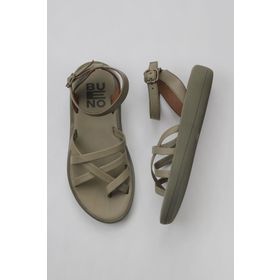 Bueno Shoes 01WY2315 Haki Deri Kadın Parmak Arası Sandalet