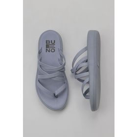 Bueno Shoes 01WY2317 Mavi Deri Kadın Parmak Arası Terlik