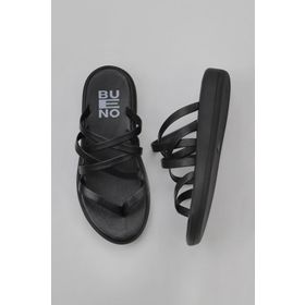 Bueno Shoes 01WY2317 Siyah Deri Kadın Parmak Arası Terlik