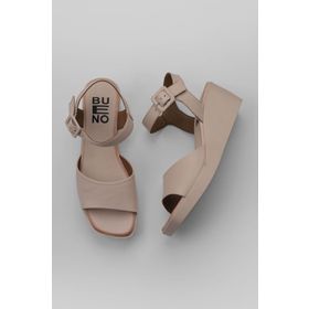 Bueno Shoes 01WY2400 Pembe Deri Kadın Dolgu Topuklu Sandalet