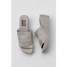 Bueno Shoes 01WY2404 Ekru Deri Kadın Dolgu Topuklu Terlik