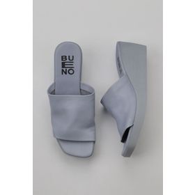 Bueno Shoes 01WY2404 Mavi Deri Kadın Dolgu Topuklu Terlik