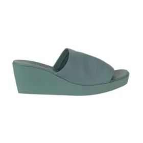 Bueno Shoes 01WY2404 Yeşil Açık Deri Kadın Dolgu Topuklu Terlik
