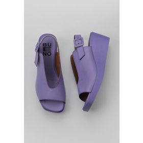 Bueno Shoes 01WY2405 Lila Deri Kadın Dolgu Topuklu Sandalet