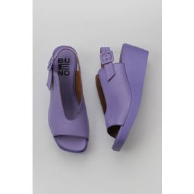 Bueno Shoes 01WY2405 Lila Deri Kadın Dolgu Topuklu Sandalet