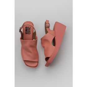 Bueno Shoes 01WY2407 Pembe Deri Kadın Dolgu Topuklu Sandalet