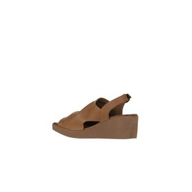 Bueno Shoes 01WY2407 Taba Deri Dolgu Kadın Topuklu Sandalet