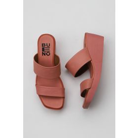 Bueno Shoes 01WY2409 Pembe Deri Kadın Dolgu Topuklu Terlik