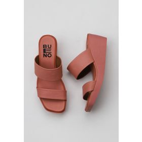 Bueno Shoes 01WY2409 Pembe Deri Kadın Dolgu Topuklu Terlik