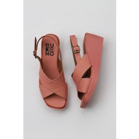 Bueno Shoes 01WY2411 Pembe Deri Kadın Dolgu Topuklu Sandalet