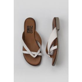 Bueno Shoes 01WY2507 Beyaz Kırık Deri Kadın Düz Terlik