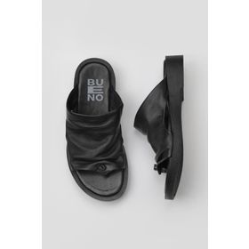 Bueno Shoes 01WY2910 Siyah Deri Kadın Parmak Arası Terlik