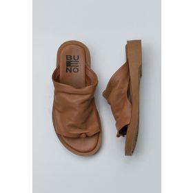 Bueno Shoes 01WY2910 Taba Koyu Deri Kadın Parmak Arası Terlik