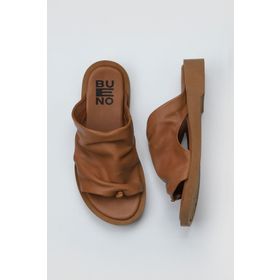 Bueno Shoes 01WY2910 Taba Koyu Deri Kadın Parmak Arası Terlik