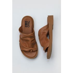 Bueno Shoes 01WY2910 Taba Koyu Deri Kadın Parmak Arası Terlik