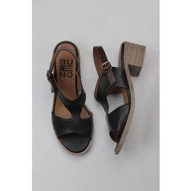 Bueno Shoes 01WY4801 Siyah Deri Topuklu Kadın Sandalet