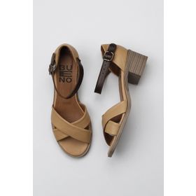 Bueno Shoes 01WY4802 Bej Kahve Deri Kadın Topuklu Sandalet