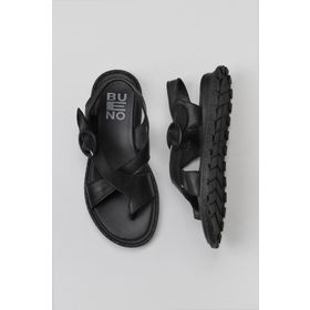 Bueno Shoes 01WY5408 Siyah Deri Kadın Sandalet