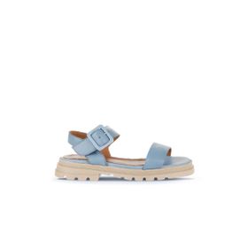 Bueno Shoes 01WY5500 Mavi Deri Kadın Düz Sandalet