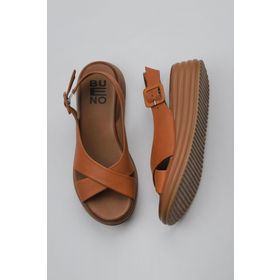 Bueno Shoes 01WY5701 Taba Deri Dolgu Kadın Topuklu Sandalet