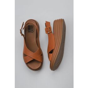 Bueno Shoes 01WY5701 Taba Deri Dolgu Kadın Topuklu Sandalet