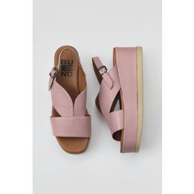 Bueno Shoes 01WY5800 Gül Kurusu Deri Kadın Dolgu Topuklu Sandalet