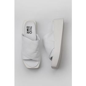 Bueno Shoes 01WY5906 Beyaz Deri Kadın Dolgu Topuklu Terlik