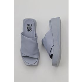 Bueno Shoes 01WY5906 Mavi Deri Kadın Dolgu Topuklu Terlik