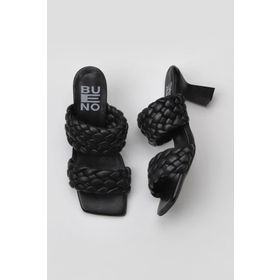 Bueno Shoes 01WY6804 Siyah Deri Kadın Topuklu Terlik