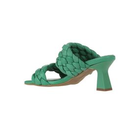 Bueno Shoes 01WY6804 Yeşil Koyu Deri Kadın Topuklu Terlik