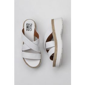 Bueno Shoes 01WY8202 Beyaz Deri Kadın Dolgu Topuklu Terlik