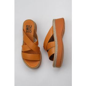 Bueno Shoes 01WY8202 Turuncu Deri Kadın Dolgu Topuklu Terlik